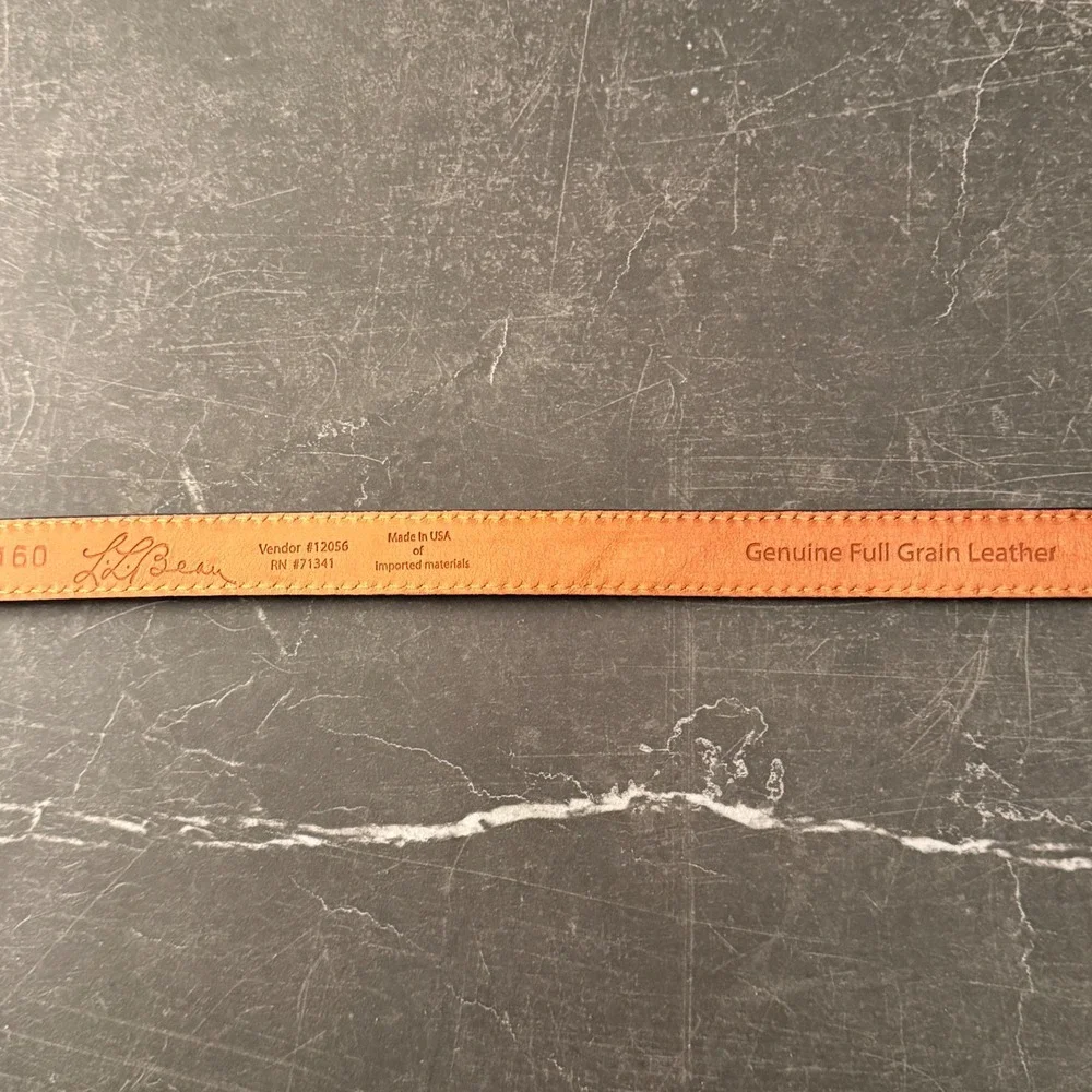 Women L.L. Bean Leather Belt 30 Blue Pebbled Full Grain Brass Buckle-Excellent - Picture 5 of 7